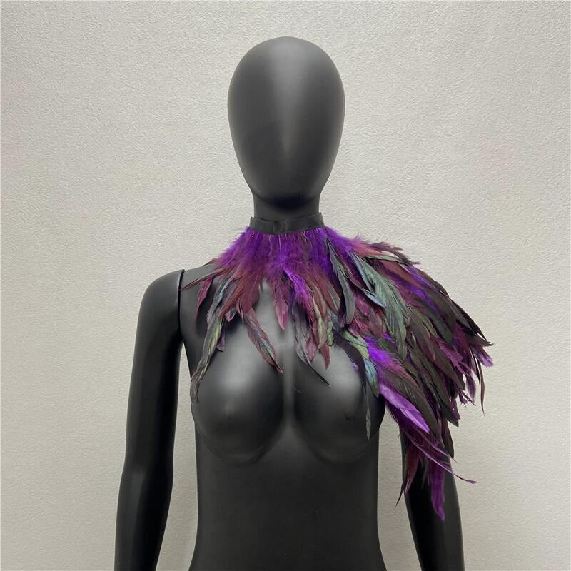 Feather shawl fake collar stage runway makeup dance Halloween costume accessories