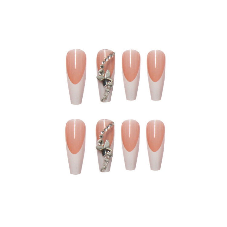 Long Wearing Nails 24 Pieces Of Finished Fake Nails Press On Nails French Ballet Manicure