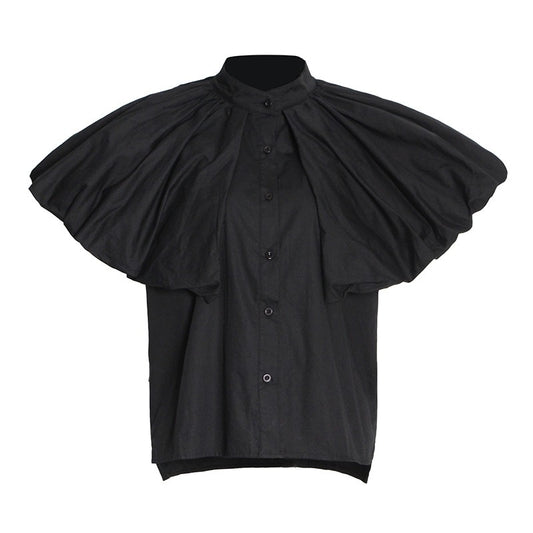 Fashionable commuting style design with pleats, loose fit, solid color, simple casual and versatile women's shirt top