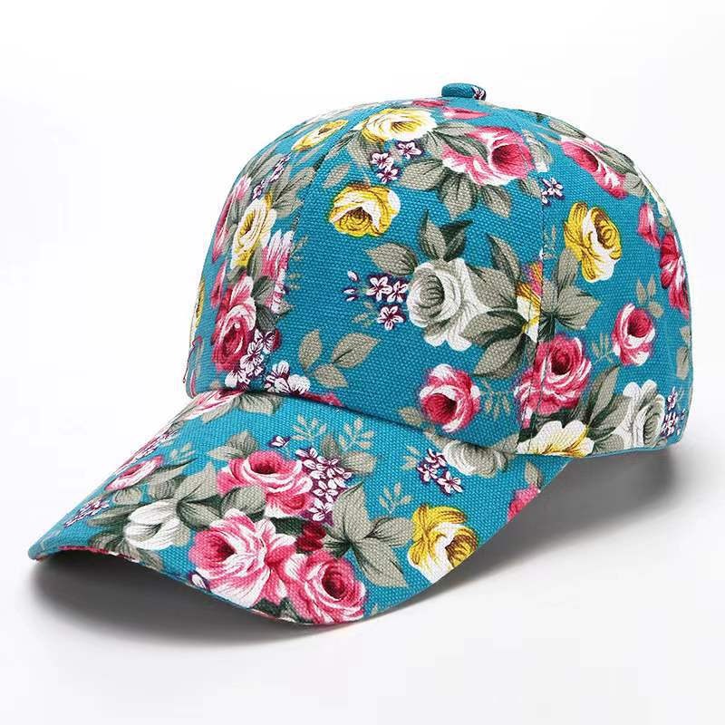 Small floral cloth peony cloth baseball cap cap duck bill hat