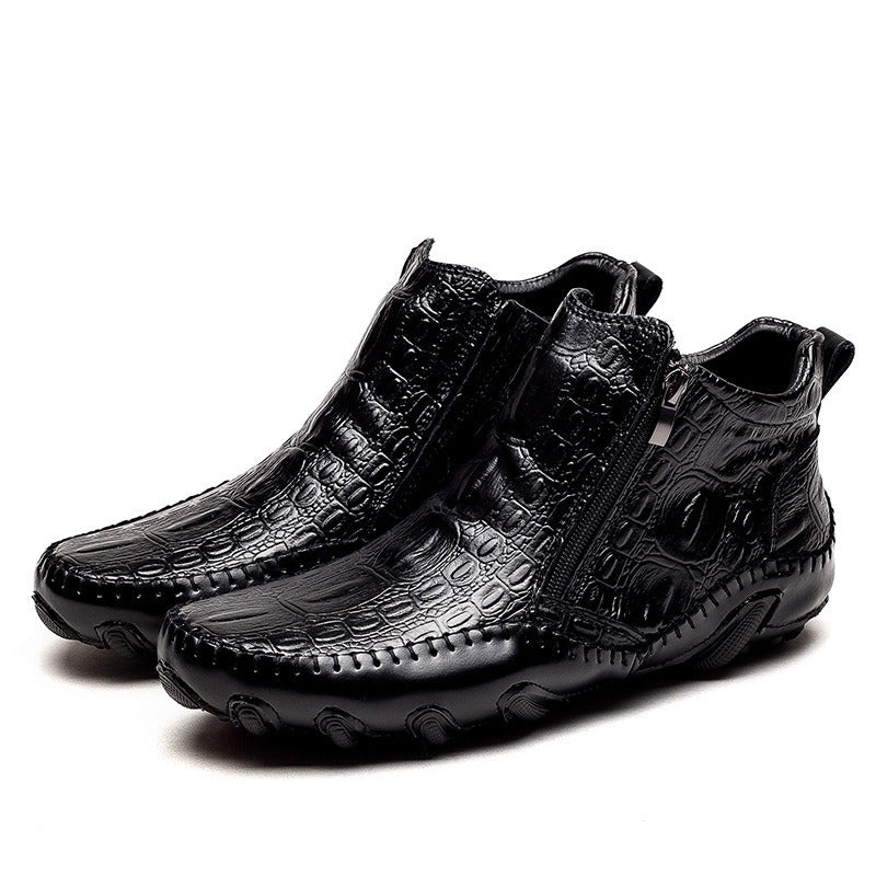 Boots crocodile pattern large size driving boots knight boots for men