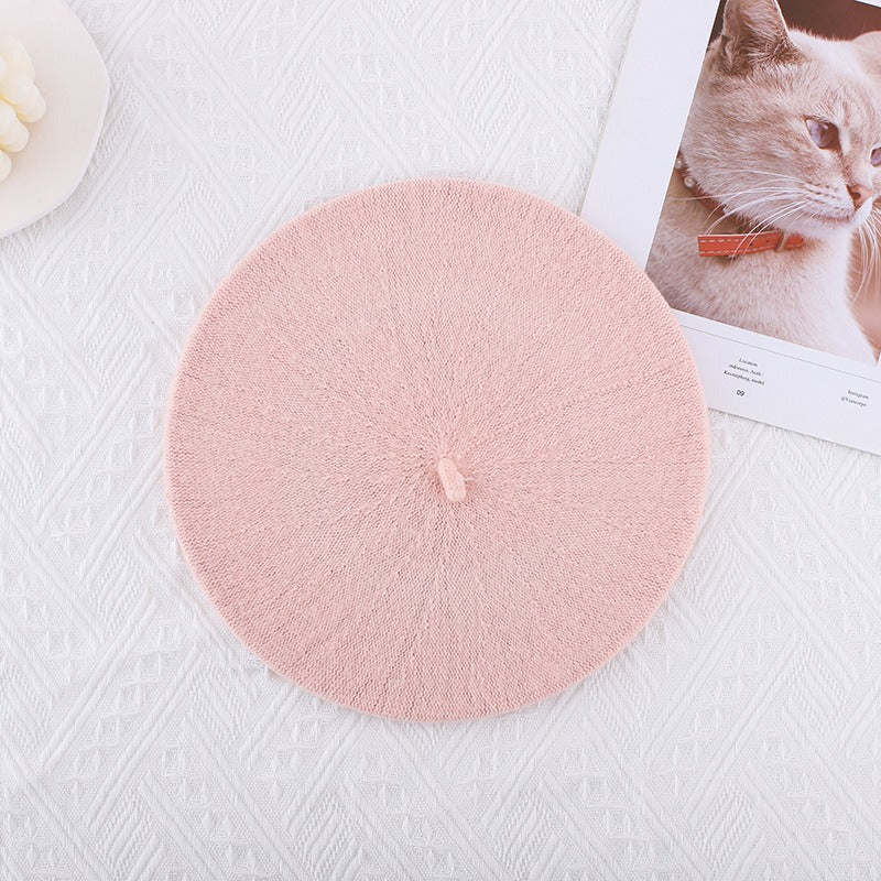 Wool beret versatile woolen painting hat for women