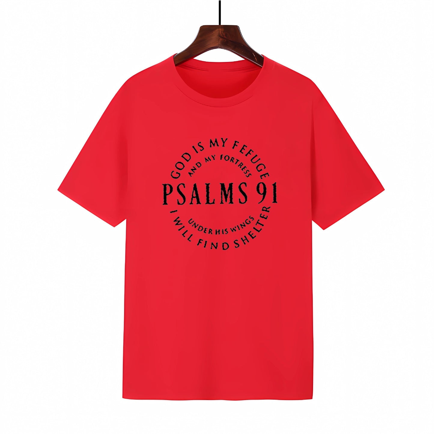 Round neck short sleeved T-shirt with new styles of Psalms 91 letter printed men's and women's short sleeved shirts