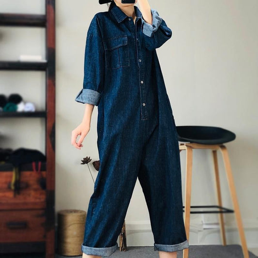 Strap pants, women's jumpsuit, loose jumpsuit, jeans, women's fashion