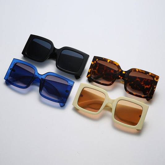 New Fashion Large Square Sunglasses Women's Wide Leg Multi-Color Sunglasses Men's Glasses