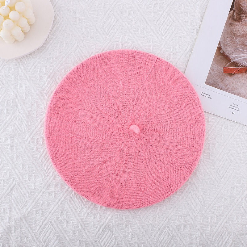 Wool beret versatile woolen painting hat for women