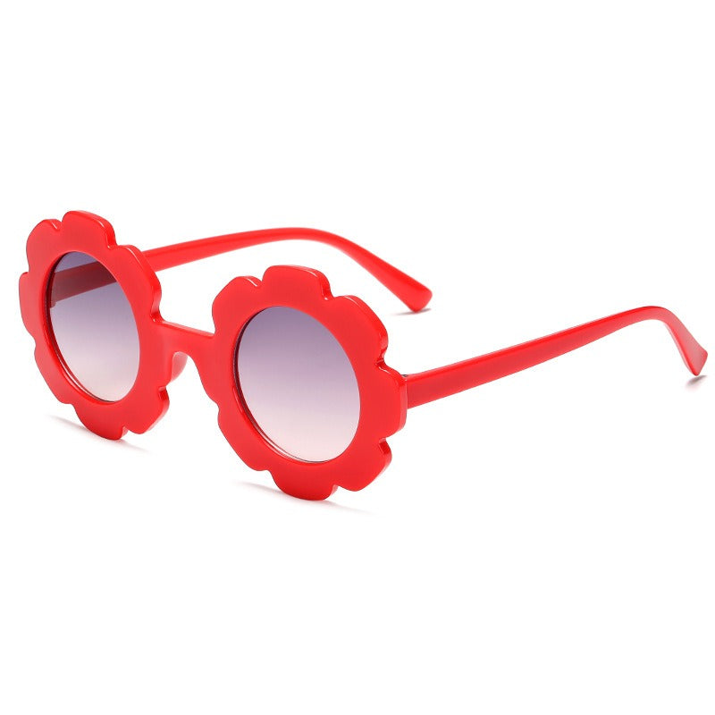 Children's Sunflower Sunglasses for Boys and Girls Retro Round Frame Cute Small Flower Sunglasses