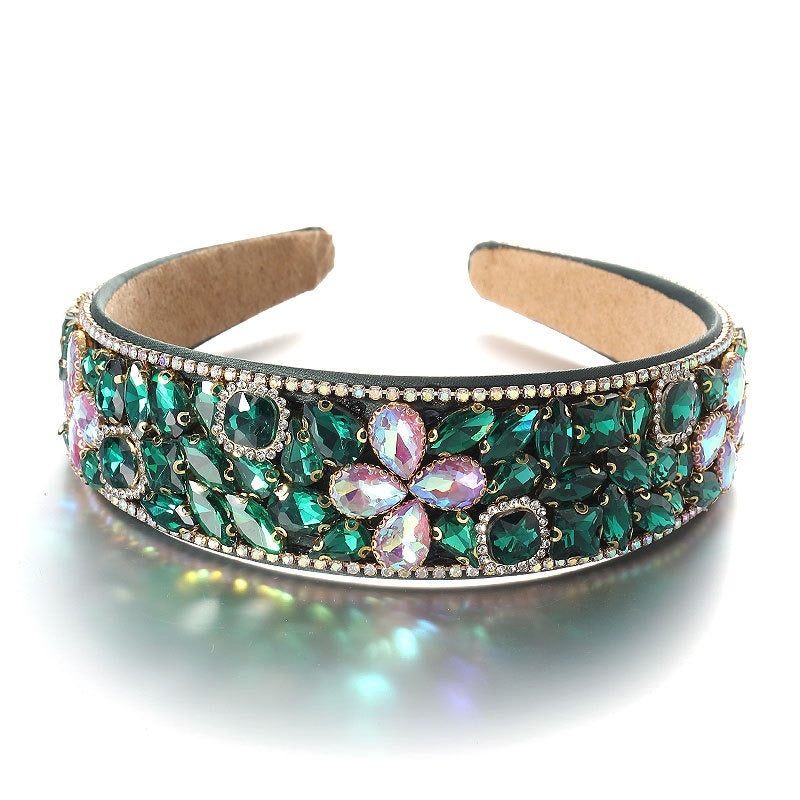 Baroque retro full set rhinestone sponge headband