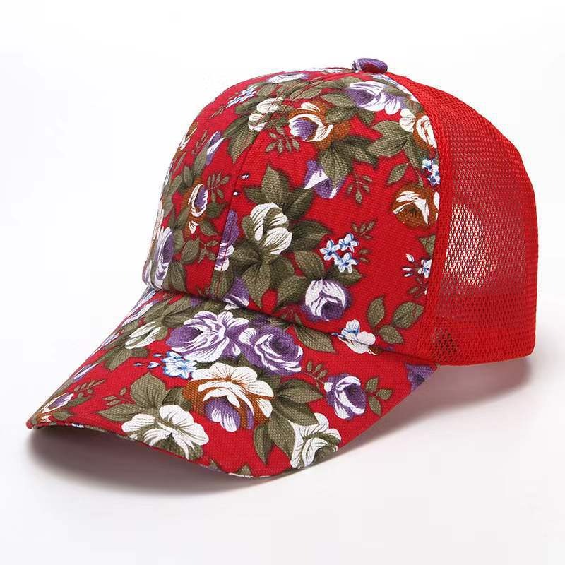 Small floral cloth peony cloth baseball cap cap duck bill hat