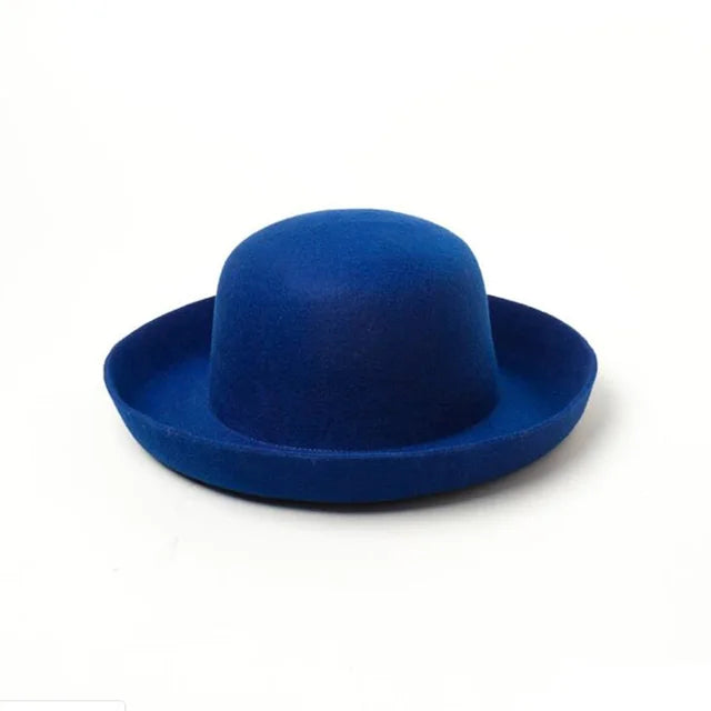 Autumn Winter New Solid Color Retro Dome Curled Wool Top Hat Travel Hat Fashion Casual Fedora Cap Chapeu Feminino Sombrero Mujer