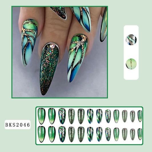 Nail Art Almond Nails Finished Wearable Nails Mid-Length Nail Art Patch Ins Style Hot Girl