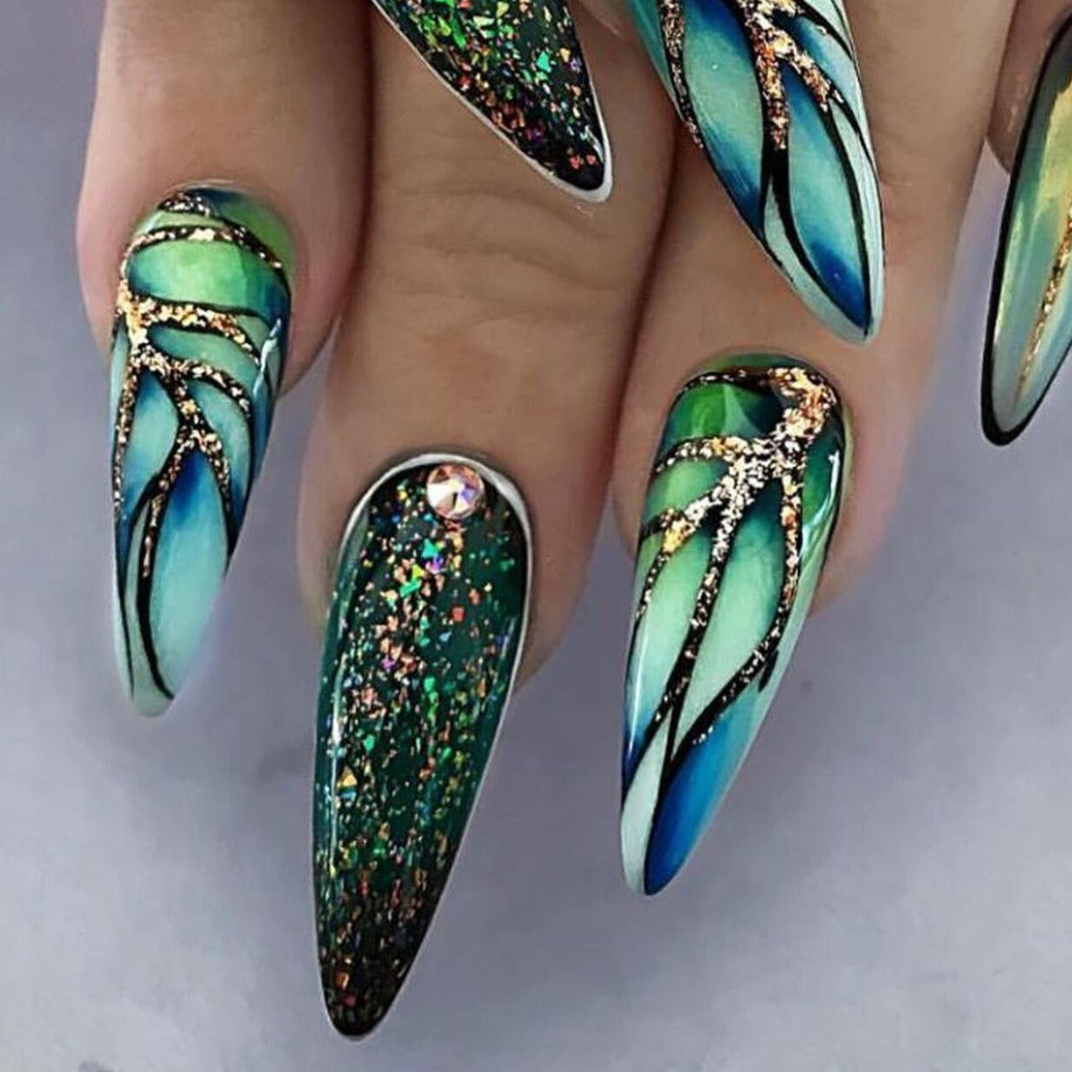 Nail Art Almond Nails Finished Wearable Nails Mid-Length Nail Art Patch Ins Style Hot Girl