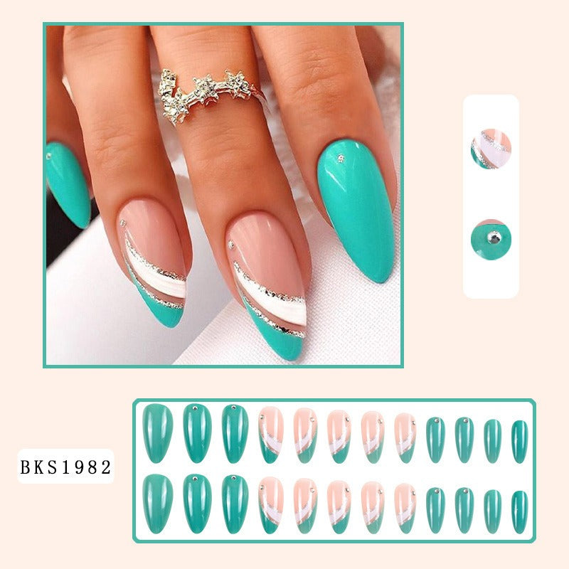 Nail Art Almond Nails Finished Wearable Nails Mid-Length Nail Art Patch Ins Style Hot Girl